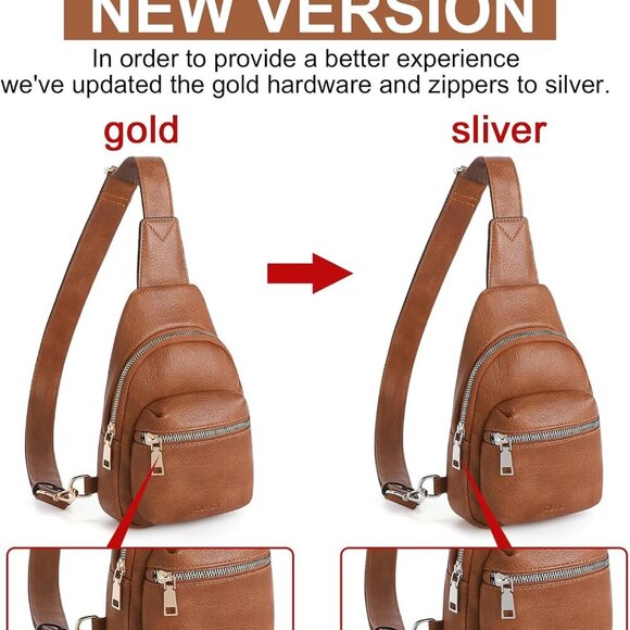 Women’s Faux Leather Crossbody Bag Small Fanny Pack with Multiple Pockets - Picture 2 of 9